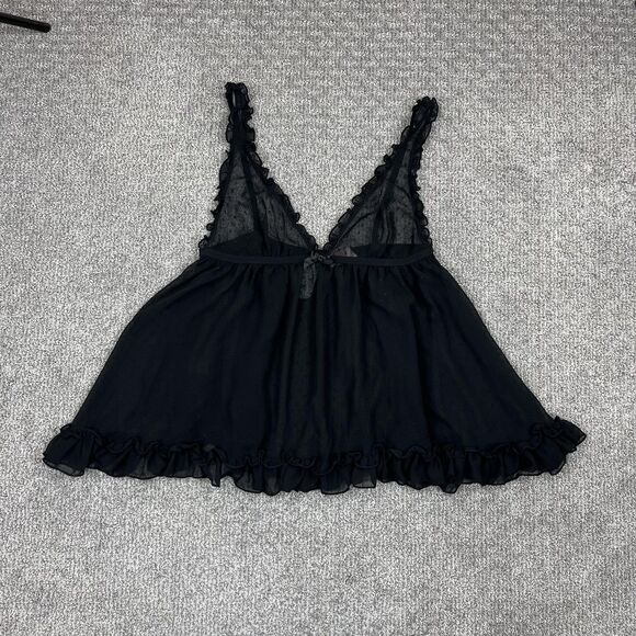Victoria's Secret Other - Victorias Secret Babydoll Lingerie Womens Large Black Polka Dot Ruffle Chemise